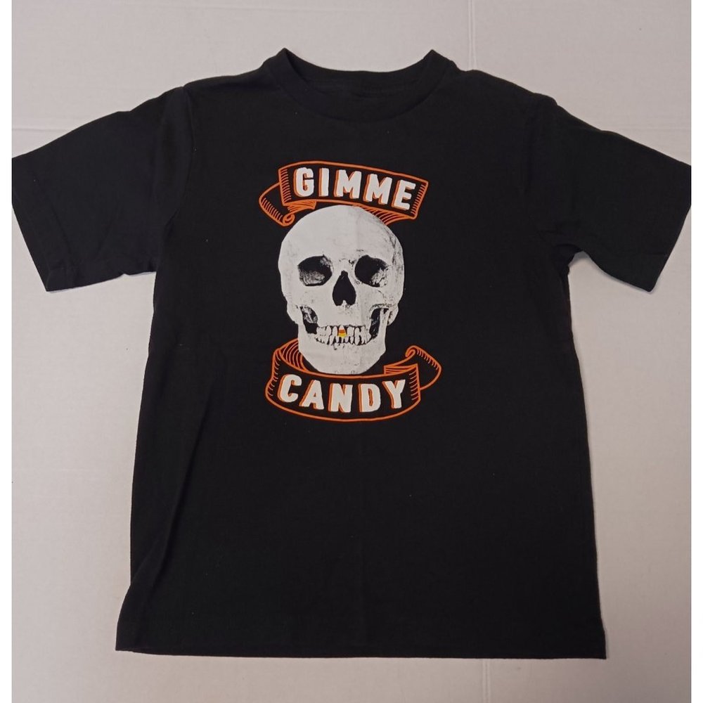 Boys Girls Halloween Skull Candy Corn Grill Short Sleeve T Shirt Size S/CH (6-7)